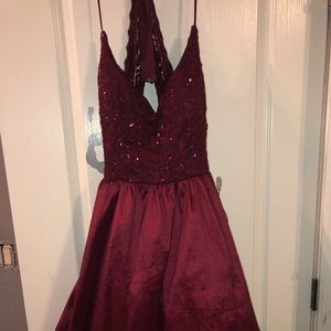 Red spaghetti strap prom/homecoming dress